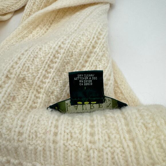 Lauren Ralph Lauren Cream Cable Tight Knit Fringe Lamb Wool Rabbit Hair Scarf - Picture 6 of 9